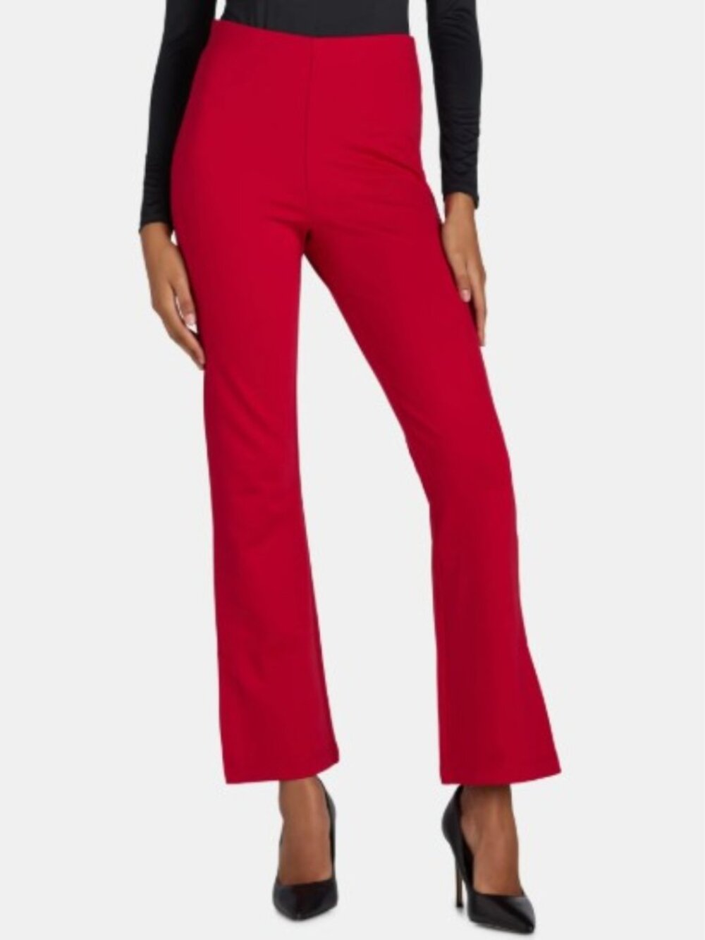 NWT Time and Tru Women's Ponte Knit Pull On Bootcut Pants MEDIUM Red